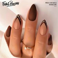 Buy Fofosbeauty 24pcs Press on False Nails Tips, Stiletto Fake Acrylic Nails, Sugar Fried Chestnuts at Walmart.com