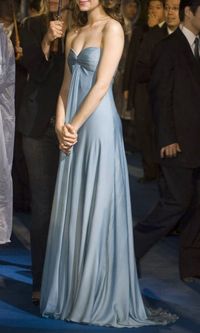 Emmy rossum 90s silk blue maxi dress