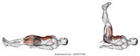 Lying Leg Raise. Waist exercise. Male figure