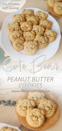 Easy-to-handle salted peanut butter cookie dough for making cute bear shaped cookies that have defined features and without burnt ears. Dough freezes well for last-minute guests and holiday gifts. #bear #cookies #peanutbuttercookies #cute #cookiebox