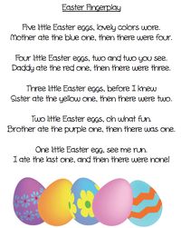 An Easter fingerplay poem and five beautiful eggs. Grade ONEderful.com BarbaraLeyne.com