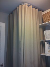 Found a way to hide our water heater- Kvartal ceiling mounted curtain track from Ikea!