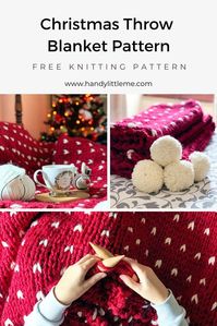 The Christmas blanket is soft, squishy and quicker to make than most, which makes it an excellent project! Start making your own festive throw and get cosy with a cup of cocoa. #blanket #knitting #knittingpatterns #throwblanket #christmasblanket