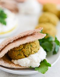 Baked Falafel with Spicy Feta Dip I howsweeteats.com