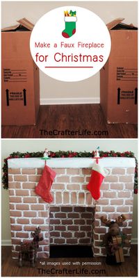 Awesome Christmas decoration DIY idea - make a faux fireplace from cardboard for Santa to come down for Christmas. | Apartment Living | Small Spaces made fun for the kids