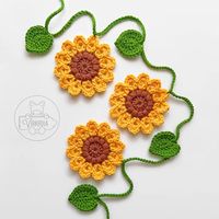 Guirlande de tournesol au crochet | Patron de crochet gratuit - Virkadia