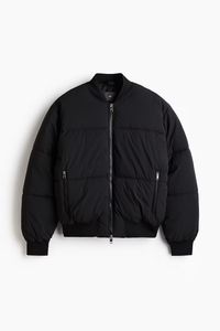 Loose Fit Padded Bomber Jacket - Black - Men | H&M CA