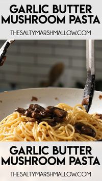 Garlic Butter Mushroom Pasta is a simple yet flavorful pasta dish that’s perfect for a weeknight dinner! #food #dinner #pasta