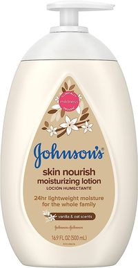 Amazon.com: Johnson's Baby Skin Nourish Moisturizing Baby Lotion for Dry Skin with Vanilla & Oat Scents, Gentle & Lightweight Body Lotion for The Whole Family, Hypoallergenic, Dye-Free, 16.9 fl. oz : Baby