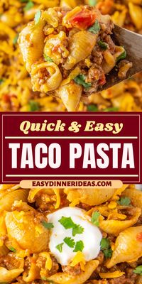 This Taco Pasta is a great weeknight meal! This comforting one-pot meal is made with cheesy pasta, hearty ground beef, and seasoned with taco seasoning. Plus, it's ready in under 30 minutes!