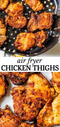 Who knew boneless, skinless chicken could be so crispy?! Air Fryer Chicken Thighs are crispy on the outside, juicy on the inside, and ready in under 25 minutes!