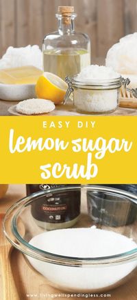 Did you know sugar contains natural alpha-hydrolic acids that exfoliate & soften your skin? Three ingredients is all you need to make this Lemon Sugar Scrub! DIY Lemon Sugar Scrub | Lemon Scrub | Sugar Scrub Recipe | Homemade Lemon Sugar Scrub via @lwsl