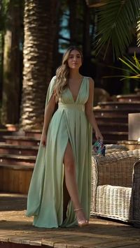 Abraza la brisa de Melanie™ 🍃👗   Siéntete divina con esta creación etérea, perfecta para cualquier evento bañado por el sol 🌟🌿