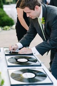 Vintage unique Record Wedding Guest Book ideas