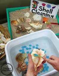 Preschool Ocean Theme Dramatic Play and Sensory Centers. #preschool #dramaticplay #underthesea #oceantheme #sensorybin