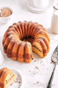 Snickerdoodle Bundt Cake! 

This cake is layered with a delicious cinnamon-sugar ribbon and bakes up with a soft and fluffy crumb. I brush the warm cake with melted butter and shower it with cinnamon-sugar for the taste of freshly baked snickerdoodle cookies. 

Click to see the full ingredients, including softened butter and tangy buttermilk, a generous splash of vanilla extract for plenty of rich flavor.