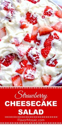 This Strawberry Cheesecake Salad is like a strawberry cheesecake in a bowl and makes a delicious and easy no bake dessert. Strawberry Cheesecake Salad! What??! How did this luscious, sweet, creamy dessert get the name Salad? It is basically a dessert salad like my popular Strawberry Pretzel Dessert Mini Parfaits, Watergate Salad or Cranberry Fluff. And any strawberry...