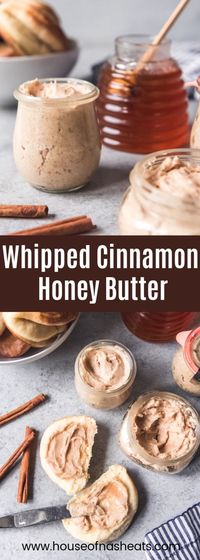 Whipped Cinnamon Honey Butter takes your bread, biscuits, muffins, and rolls to the next level! It also makes a perfect edible food gift for the holidays! #honey #butter #cinnamon #easy #recipe #honeybutter #whipped #spread #TexasRoadhouse #homemade #how