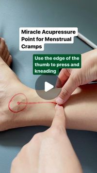 Dr. Laurel (LuoLuo) Liu , Dr.Ac on Instagram: "Happy Lunar New Year 🧧🥰🙏, today I want to share a powerful acupressure point that can naturally relief Menstrual Cramps, I hope more people know this points.

Acupressure point 三阴交 Spleen 6 , Located four fingers above the inner ankle, just behind the posterior edge of the tibia bone.

It is also the meeting point of the Spleen, Liver, and Kidney channels, and is my go-to point for treating women’s health related issues.

A 2011 clinical study by Charandabi et al found that acupressure to the Sanyinjiao point (SP-6) has significant results in reducing the severity of menstrual symptoms, duration of resting time, and reduced ibuprofen use in both spasmodic and congestive types of dysmenorrhea.

In fact , other reports find that acupressure i