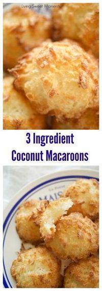 These 3 ingredient coconut macaroons cookies are gluten-free, easy to make and delicious. The perfect dessert for Passover or any other Holiday. Yummy! #holiday #holidaycookies #cookies #glutennfree