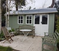 Appletree Bespoke Buildings’s Instagram photo: “SHEPHERD’S HUT STUDIO: This charming Studio Hut measures 15ft x 9ft, with double half-glazed doors of 4ft & an additional single door on…”