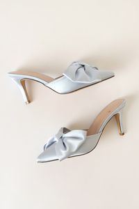 Lyle Light Blue Satin Pointed-Toe Mules