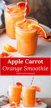 This Healthy Apple Carrot Orange Smoothie is delicious and a real power booster for your immune system! #carrot #smoothie #vegan #veganrecipe #vegetarian #fruitsmoothies