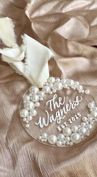 Pearl Ornament Personalized Calligraphy Ornament Hand Written Engaged Ornament Newlywed Christmas Gift Wedding Ornament for Couple Christmas - Etsy