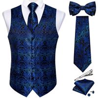 PRICES MAY VARY. 💘【Set includes 6pcs】Vest + Necktie + Pre-tied Bow Tie + Pocket Square + Tie Clip + Cufflinks.The complete and unified set can meet the matching needs, no need to buy additionally, making you more attractive in wedding, party, prom, ceremony, business etc. 💘【Adjustable design】The adjustable belt is located on the back of the vest,loose and slim according to your needs. The pre-tied bowtie can be adjusted from 12"-22", just buckle at the most comfortable position for you, conven