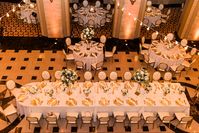 Wedding, wedding ideas, wedding reception ideas, neutral wedding reception decor, neutral wedding flowers, head table ideas, wedding tablescapes, stifel theatre saint louis, saint louis wedding