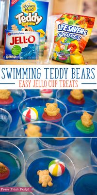 Easy Swimming Teddy Bear Jello Cups by Press Print Party!