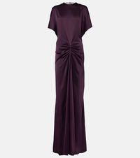 Gathered crêpe satin gown in purple - Victoria Beckham | Mytheresa