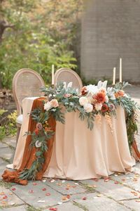 9ft Flower Garland for Sweetheart/Head Table - Sunset Terracotta