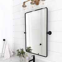 27 x 35'' Farmhouse Chrome Metal Framed Pivot Rectangle Bathroom Mirro – TEHOME MIRROR