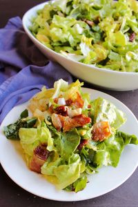 Wilted Lettuce Salad With Warm Bacon Dressing