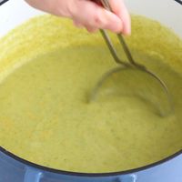 Healthy broccoli cheese soup that is thickened with a potato and does not contain heavy cream. Packed with healthy vegetables, yet comforting and satisfying. Gluten-free.