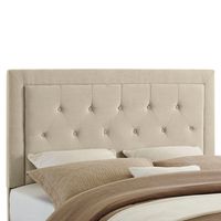 Tufted Upholstered Headboard in Natural or Charcoal Gray