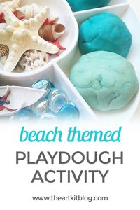 Beach Themed Playdough Activity {An Invitation to Play} If you can't go on a beach vacation, bring the beach vacation to you, right? This playdough setup has it all,