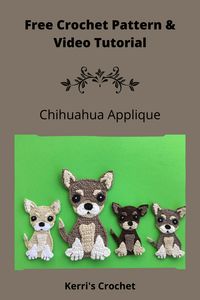 The free crochet pattern and video tutorial for this chihuahua applique is available at Kerri's Crochet.