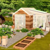 Michaela Sims | Sims 4 Builder ✨🇨🇿 on Instagram: "Gardener’s Tiny House 🌿 A tiny house with a small greenhouse and a sunroom for a gardener and their cat! The home has 59 tiles, with everything your sims may need, including an office, a bathroom, and a small hot spring outside.  🌿 Mt. Komorebi 🌿 20x15 🌿 $45,400  🌿 Origin ID: michaelasimsyt 🌿 Speed build on my YT channel, link in bio ________________ 🏷  the sims 4 | the sims 4 house | the sims 4 ideas | sims 4 speedbuild | sims 4 exterior  Game: @thesims | #thesims #thesims4 #sims4 #showusyourbuilds #ts4 #sims4build #simstagram #simsbuild"