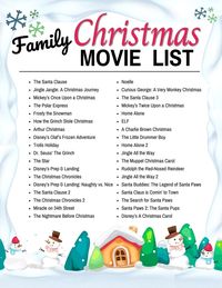 These holiday movies are sure to bring cheer to kids of all ages! Download and print your FREE copy of the Christmas Movie List to enjoy on your family movie night!