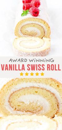 With millions of views, this Vanilla Swiss Roll Recipe is quick and easy to follow, no-fluff, and no-fail!Made with just a few pantry staples, this Swiss roll is pillowy-soft and is guaranteed to roll up beautifully without any cracks! Filled with sweet whipped cream and topped with raspberries, this is the perfect dessert for any occasion!