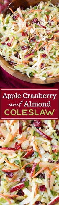 Apple Cranberry Almond Coleslaw - love that it uses mostly Greek yogurt instead of mayo! Easy, healthy, delicious!