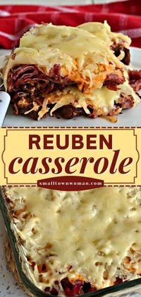 Got leftover corned beef? Learn how to make Reuben Casserole for an easy main dish! With everything you love about the classic sandwich, this casserole recipe is delicious. Save this weeknight dinner idea!