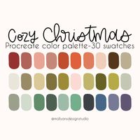 The Cozy Christmas Procreate Color Palette! Perfect for Christmas, fall, or the holiday season, this Procreate color palette is made from my favorite, handpicked swatches ready for you to enjoy and create with! Cozy Christmas not only could be used for Christmas inspired digital art, but for those who love deep, boho colors and funky retro aesthetics! Ps...this is the color palette I use most of the time for my own personal works! :) Procreate color palettes are a perfect way to keep cohesive colors organized right at your finger tips while using the Procreate app! After you purchase, you'll download the file from Safari NOT the Etsy app. Once the files are downloaded and you open the file, the palette will automatically import into Procreate! You will find this palette ready to go in your