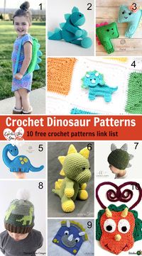 Crochet Dinosaur Patterns - Crochet For You #crochetforyoublog #crochetdinosaur