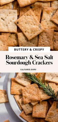 These are the most buttery, flavorful, crisp sourdough crackers you will ever have! Once you try these crackers you'll never want to do anything else with your sourdough starter discard. Enjoy these crunchy, flaky crackers with cheese and fruit for a perfect snack.