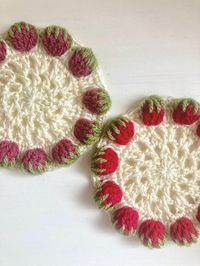 Sweet strawberry coasters, each made to order within 3 days of purchase! These coasters will brighten up your home, perfect to bring a little bit of spring inside! They make charming gifts for loved ones or a special treat for your own home.  They are handmade with premium acrylic yarn, making them soft but durable enough for every day use.  These are custom and made-to-order, therefore no exchanges or returns will be accepted. If you have any issues please get in touch and I will do my best to