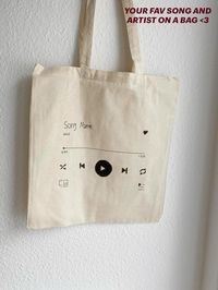 Check out my other Spotify Tote bags: https://www.etsy.com/en/listing/976013320/personalised-tote-bag-as-it-was?click_key=4046ae8065d861753355fa040278bc37a5e5d0df%3A976013320&click_sum=17f3c62c&ref=shop_home_active_1 https://www.etsy.com/de/listing/851107651/personalisierte-tote-bag-stofftasche?click_key=170ca780fe86a1a80d15106f085467c2048eb397%3A851107651&click_sum=2c7e99bf&ref=shop_home_active_33 Spotify Tote Bag with customizable song and artist(s) —> personalization Rest of the bag will