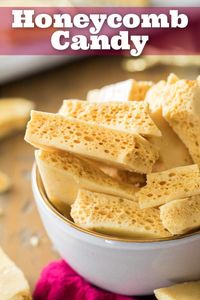 How to make HONEYCOMB CANDY! This Honeycomb recipe requires only a few simple ingredients and steps! #candyrecipe #christmascandy